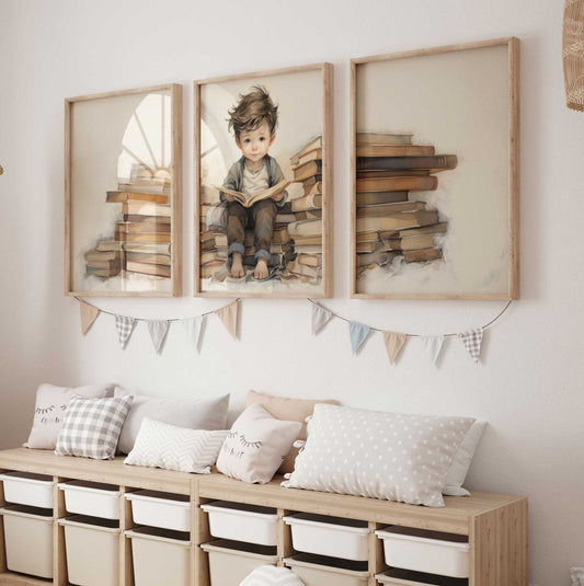 Curious Explorer Wall Decor – Vintage Toddler Room Print • Set of 3
