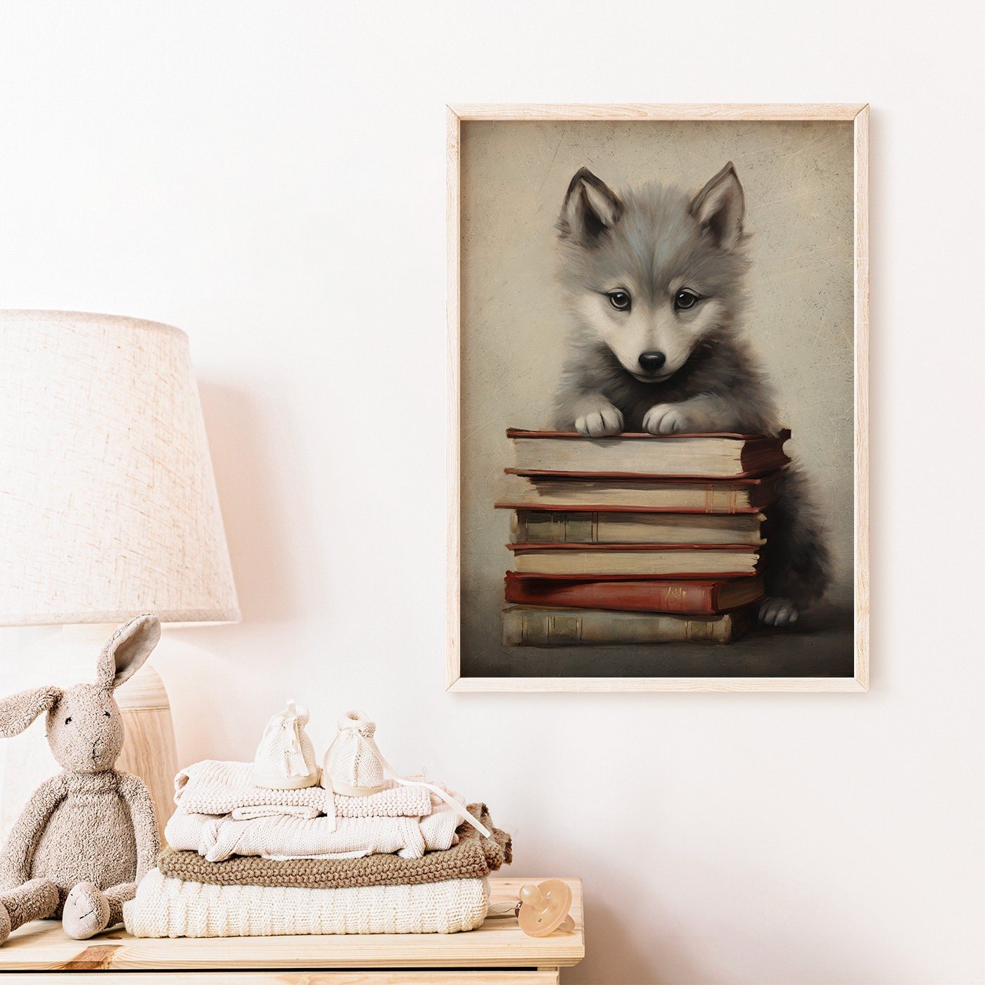 Reading Corner Wall Art, Wolf Nursery Print, Study & Learning Decor - WildfieldPrints