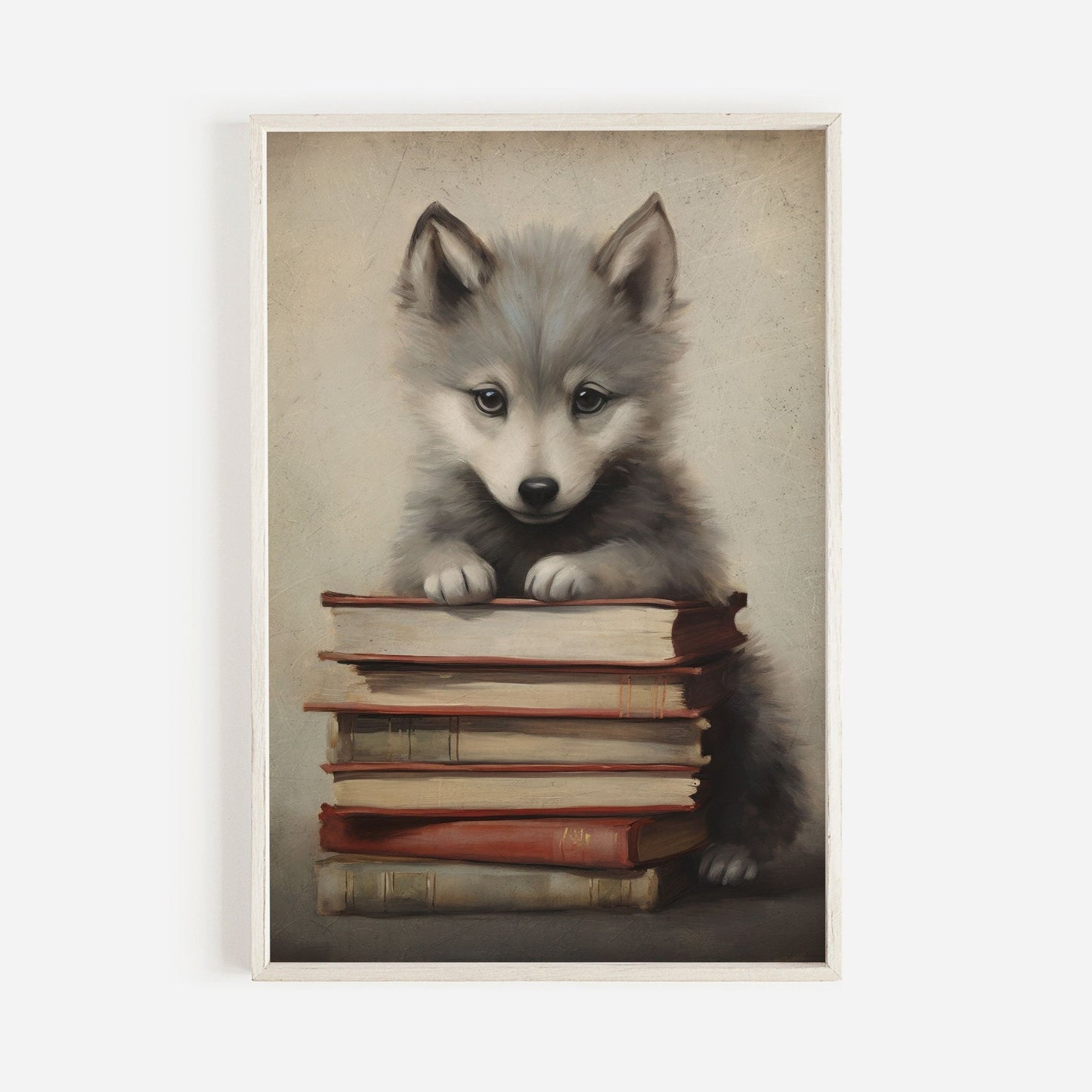 Reading Corner Wall Art, Wolf Nursery Print, Study & Learning Decor - WildfieldPrints