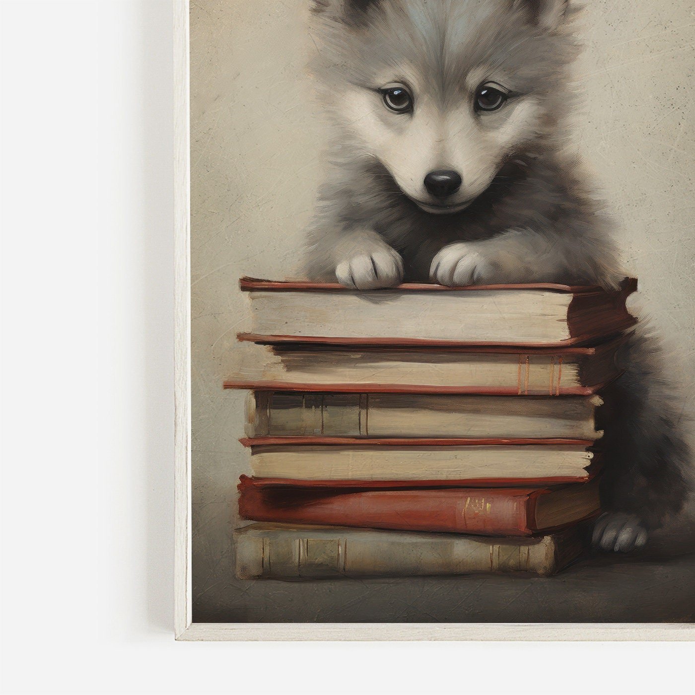 Reading Corner Wall Art, Wolf Nursery Print, Study & Learning Decor - WildfieldPrints