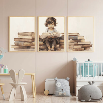 Reading Decor for Girls, Vintage Nursery Wall Art, Toddler Room Decor - WildfieldPrints