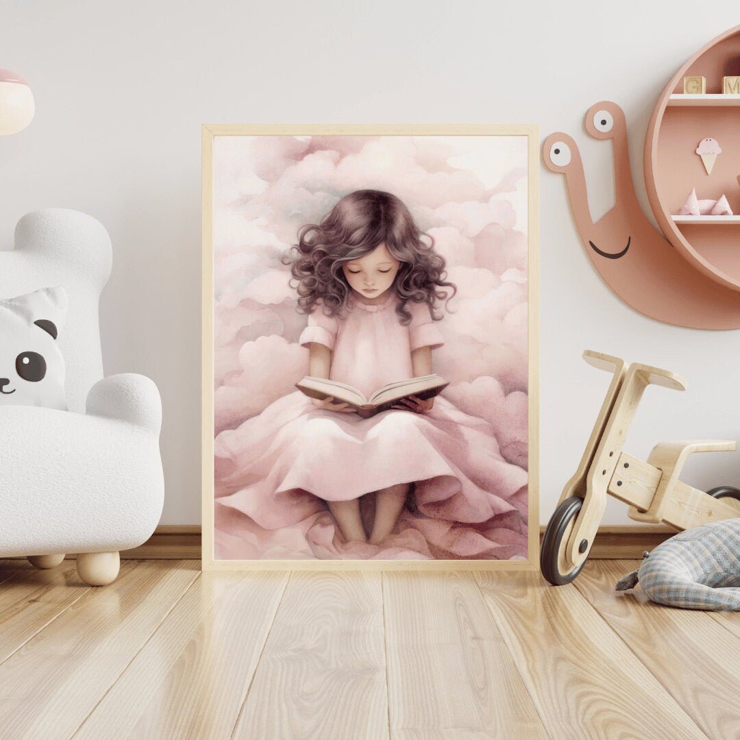 Girl Reading Wall Art – Learning Girls Room Decor