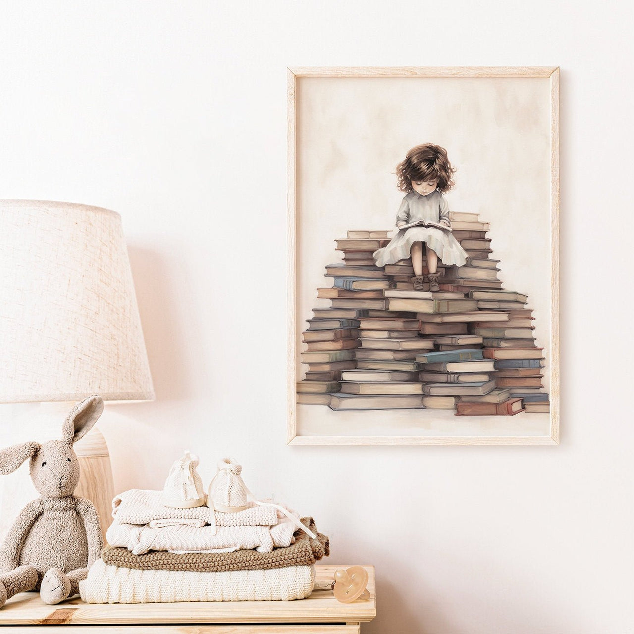 Little Girl Reading Wall Art – Learning Girls Room Decor
