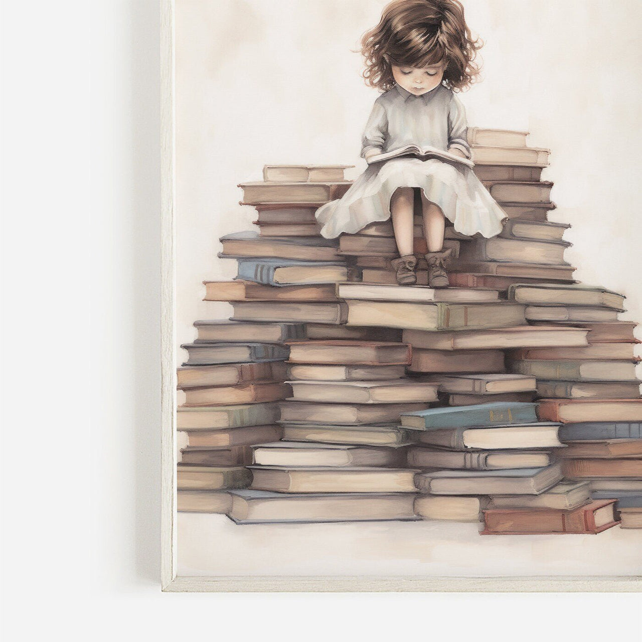 Little Girl Reading Wall Art – Learning Girls Room Decor