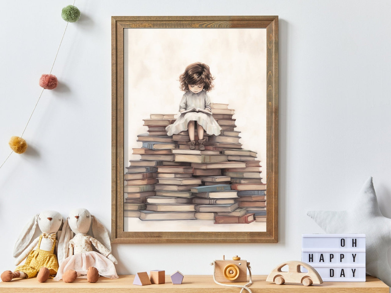 Little Girl Reading Wall Art – Learning Girls Room Decor