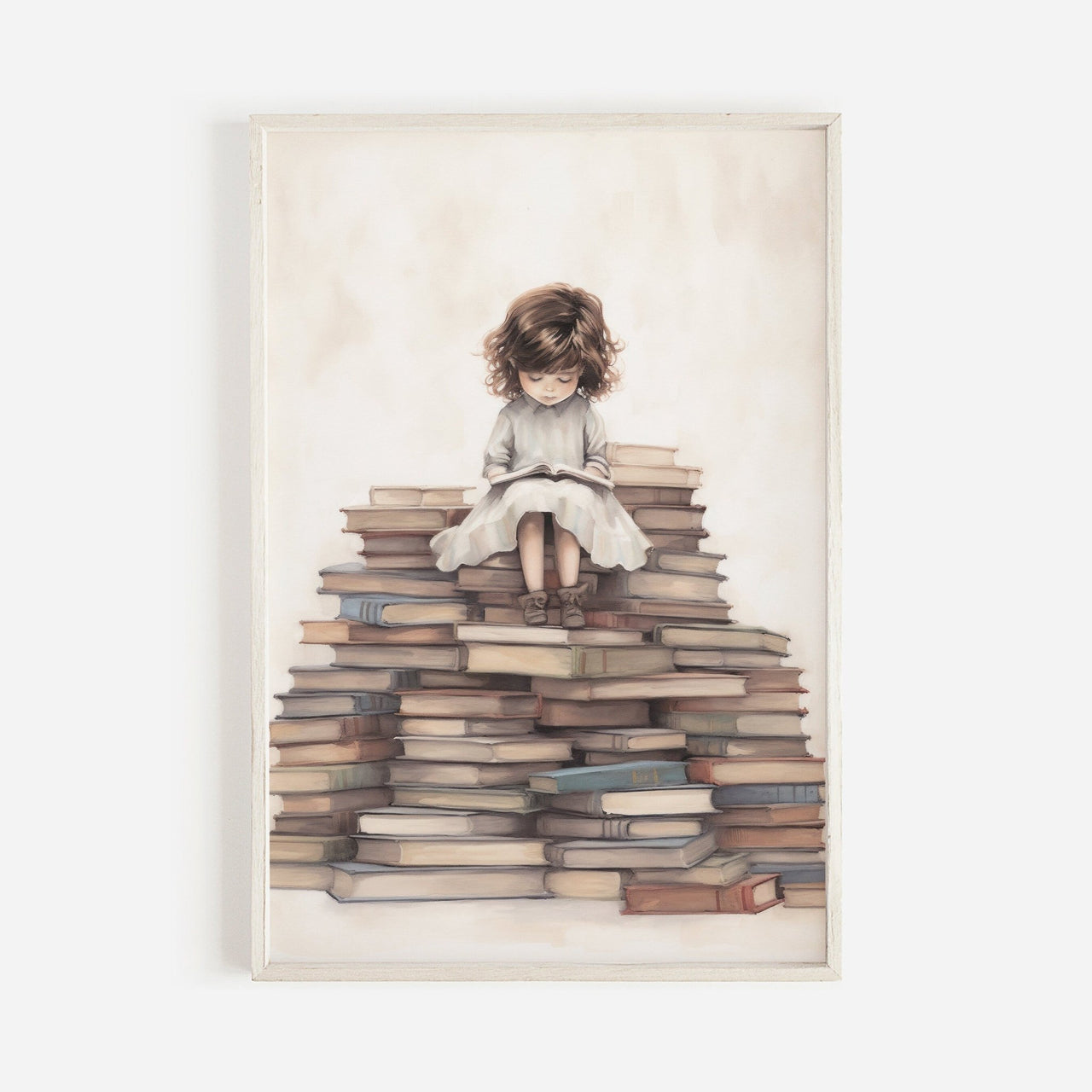 Little Girl Reading Wall Art – Learning Girls Room Decor
