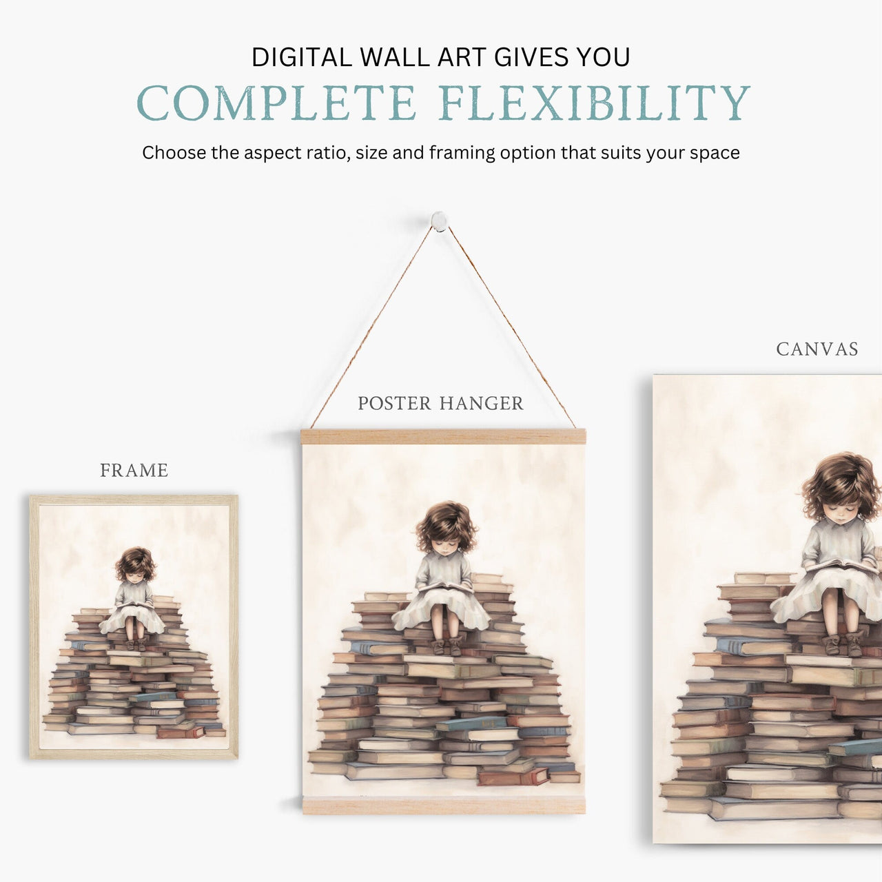 Little Girl Reading Wall Art – Learning Girls Room Decor