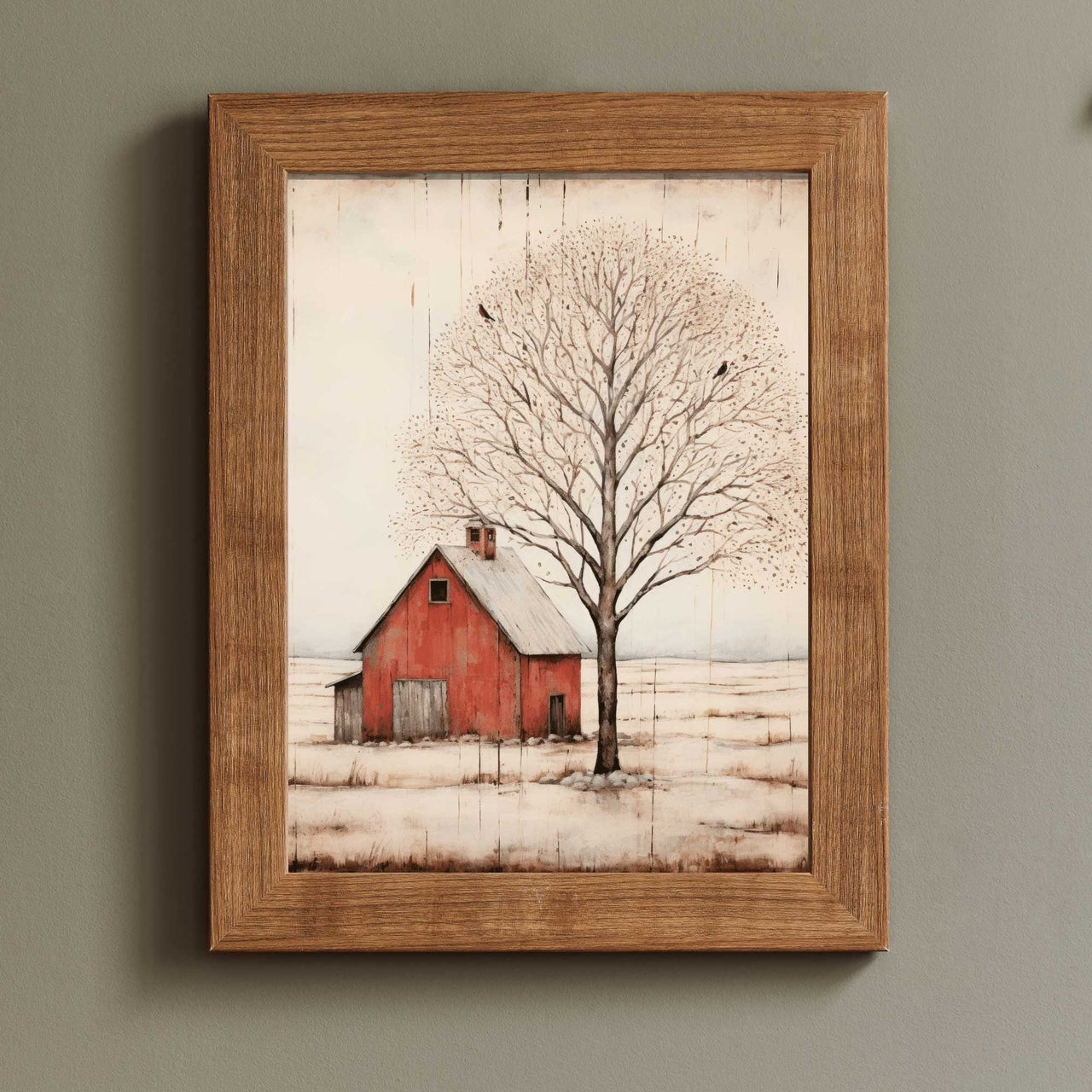 Red Barn Wall Art – Farmhouse Living Room Print