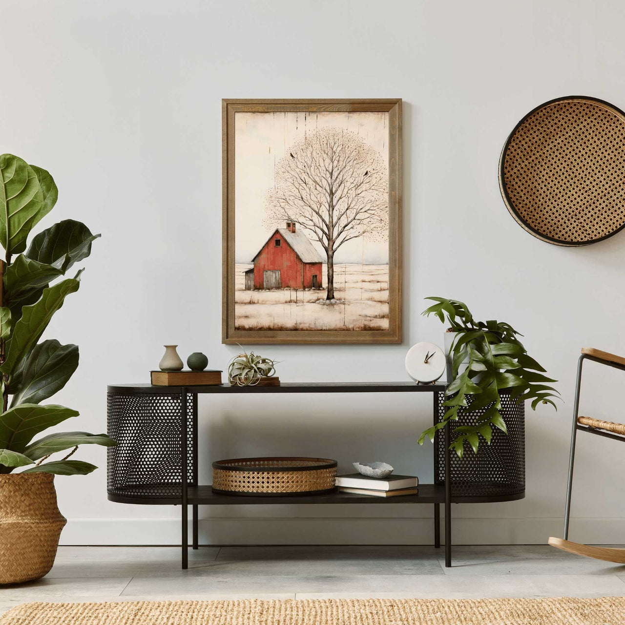 Red Barn Wall Art – Farmhouse Living Room Print