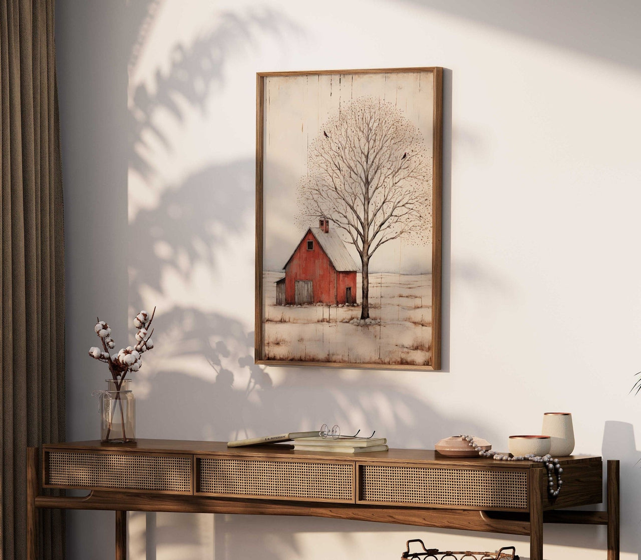 Red Barn Wall Art – Farmhouse Living Room Print