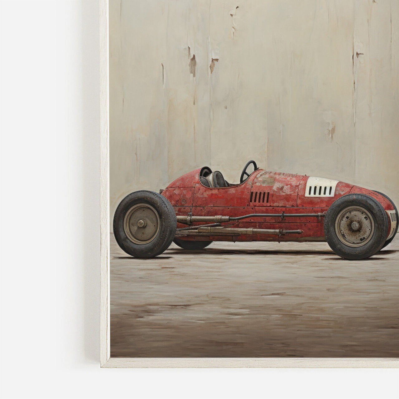 Red Vintage Racing Car Wall Art – Vehicle Boys Room Print