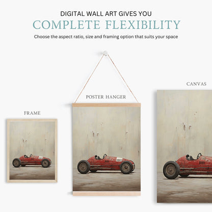 Red Vintage Racing Car Print, Boys Room Decor, Cool Wall Art - WildfieldPrints
