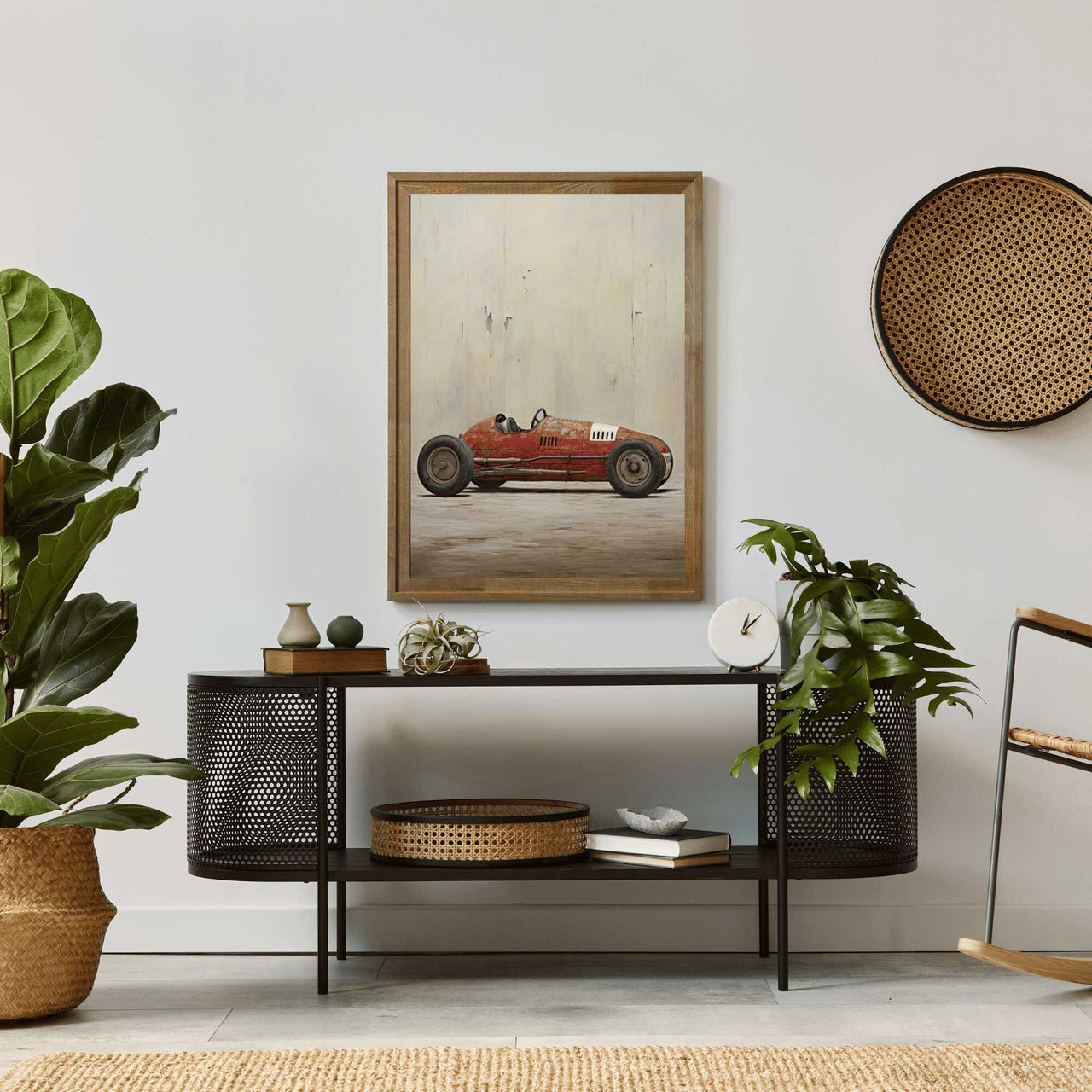 Red Vintage Racing Car Wall Art – Vehicle Boys Room Print