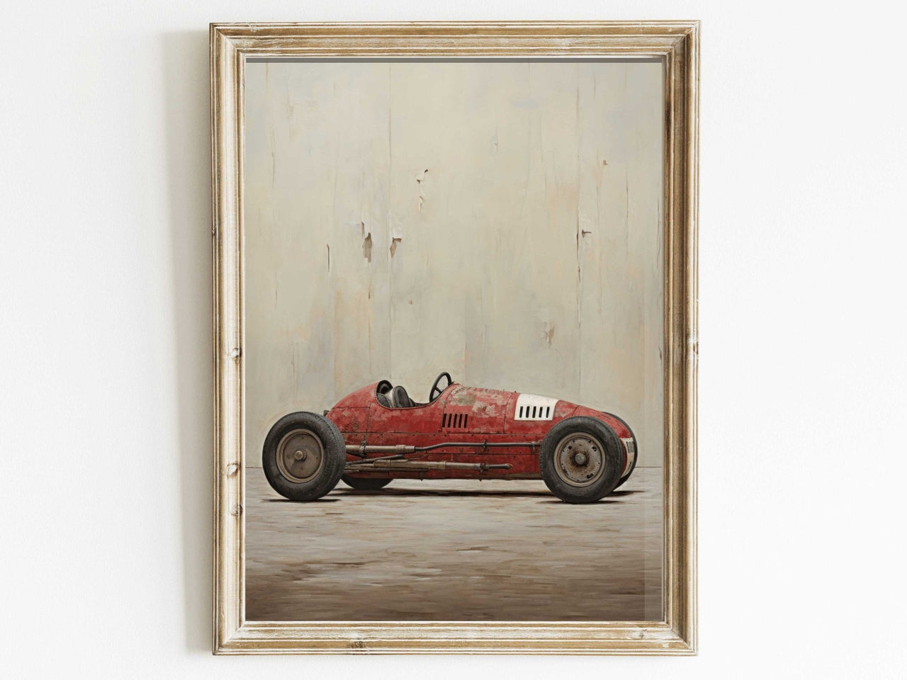 Red Vintage Racing Car Wall Art – Vehicle Boys Room Print
