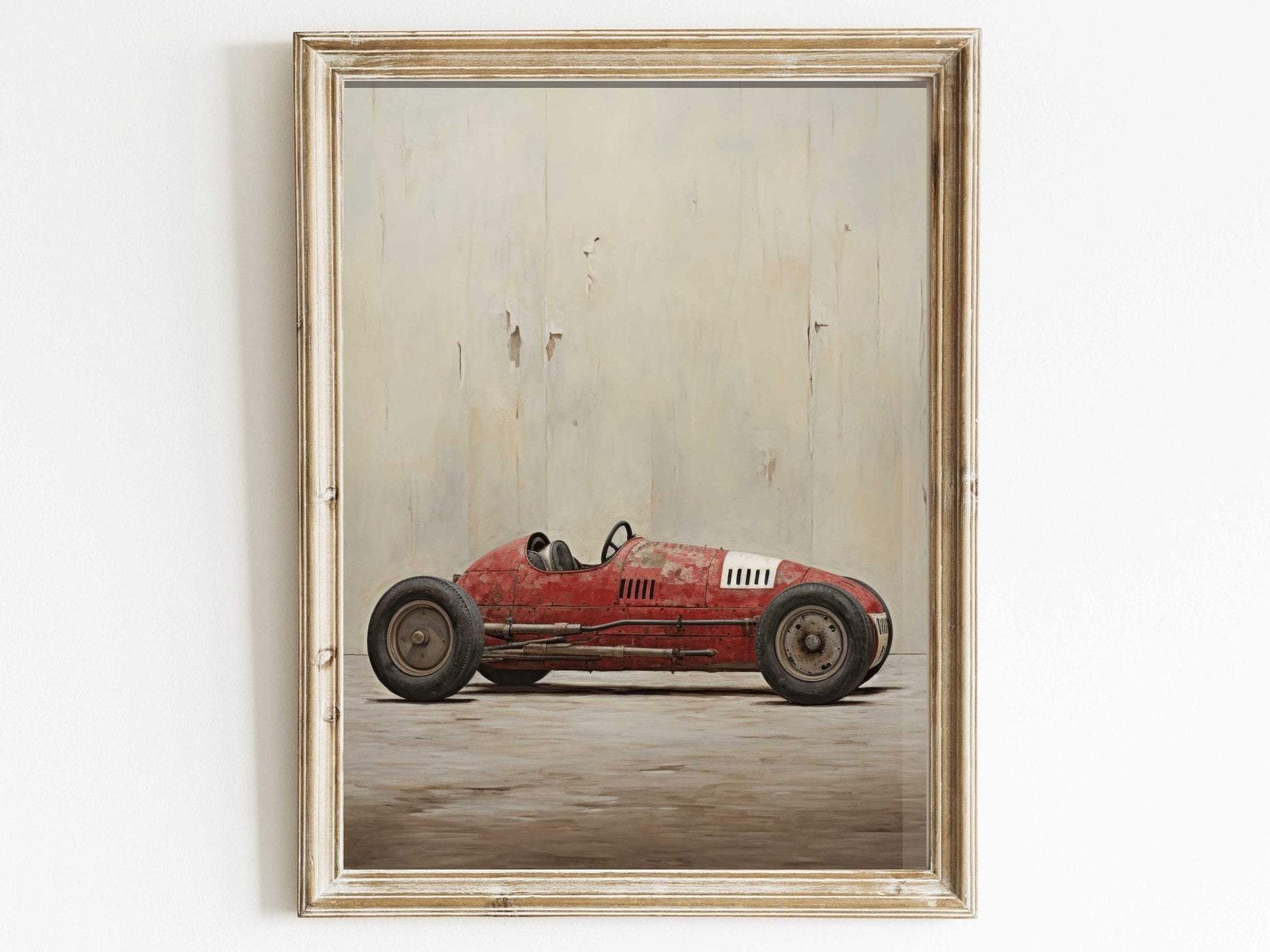 Red Vintage Racing Car Print, Boys Room Decor, Cool Wall Art - WildfieldPrints