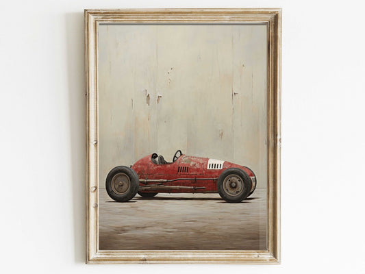Red Vintage Racing Car Print, Boys Room Decor, Cool Wall Art - WildfieldPrints