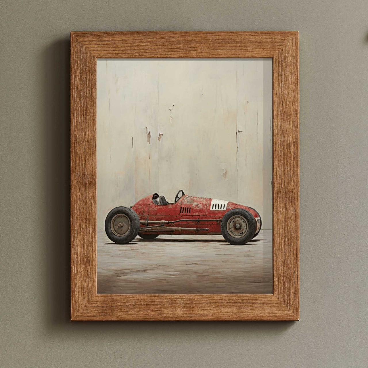 Red Vintage Racing Car Wall Art – Vehicle Boys Room Print