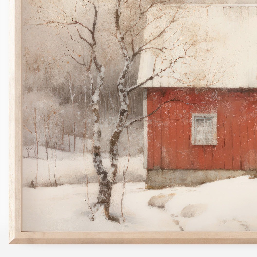 Red Cottage Wall Art – Country Living Room Print