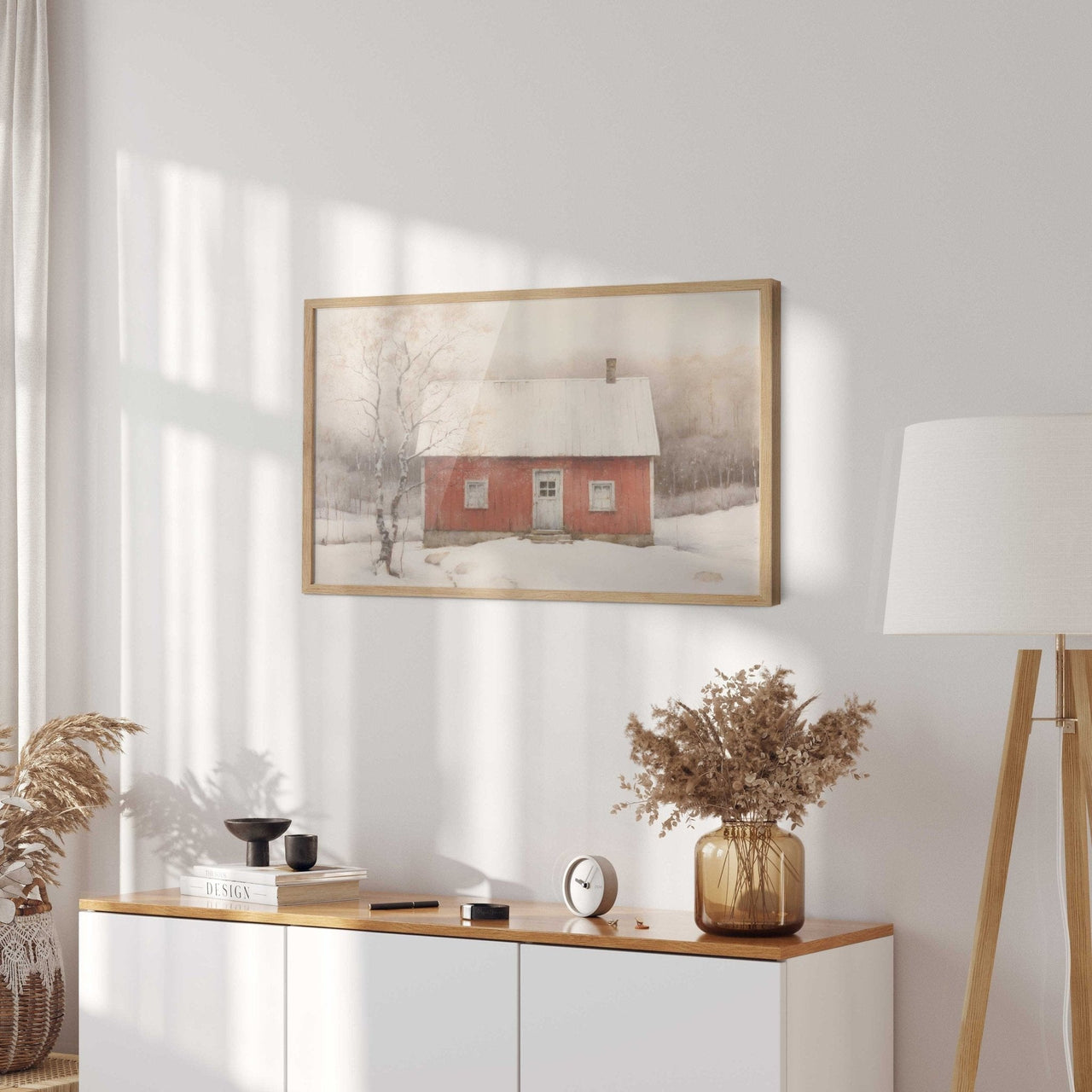 Red Cottage Wall Art – Country Living Room Print