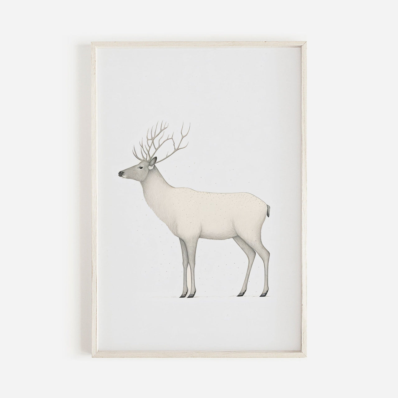 White Reindeer Wall Art – Animal Nursery Print