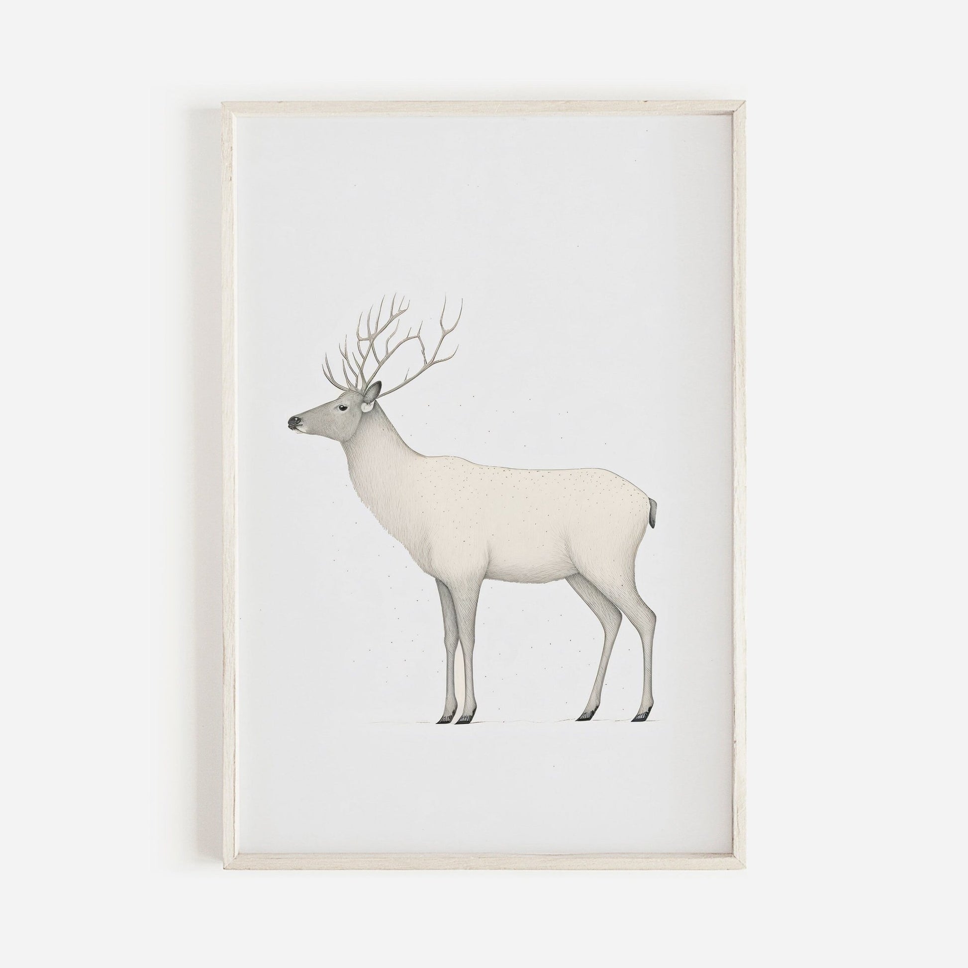 Reindeer Art Print, Minimalist Animal Design, Nordic Farmhouse Decor - WildfieldPrints