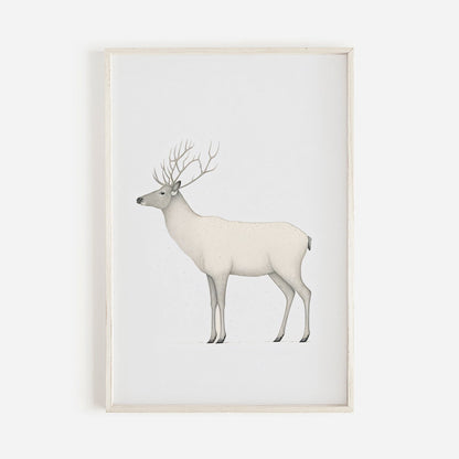 Reindeer Art Print, Minimalist Animal Design, Nordic Farmhouse Decor - WildfieldPrints
