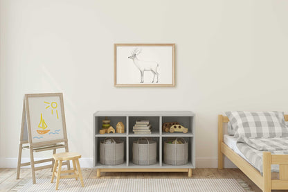Reindeer Art Print, Minimalist Animal Design, Nordic Farmhouse Decor - WildfieldPrints