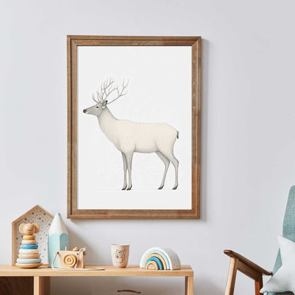 Reindeer Art Print, Minimalist Animal Design, Nordic Farmhouse Decor - WildfieldPrints