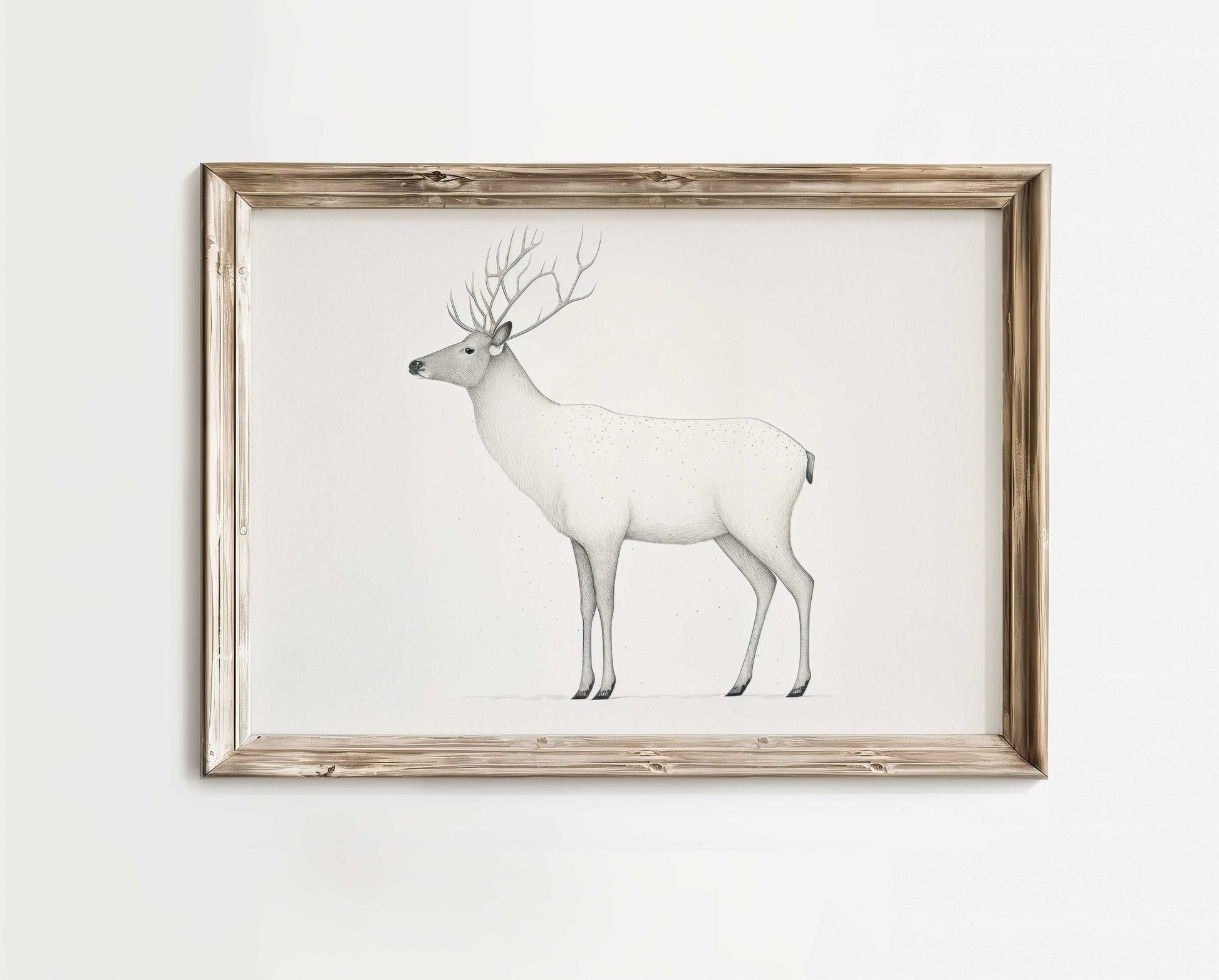 Reindeer Art Print, Minimalist Animal Design, Nordic Farmhouse Decor - WildfieldPrints