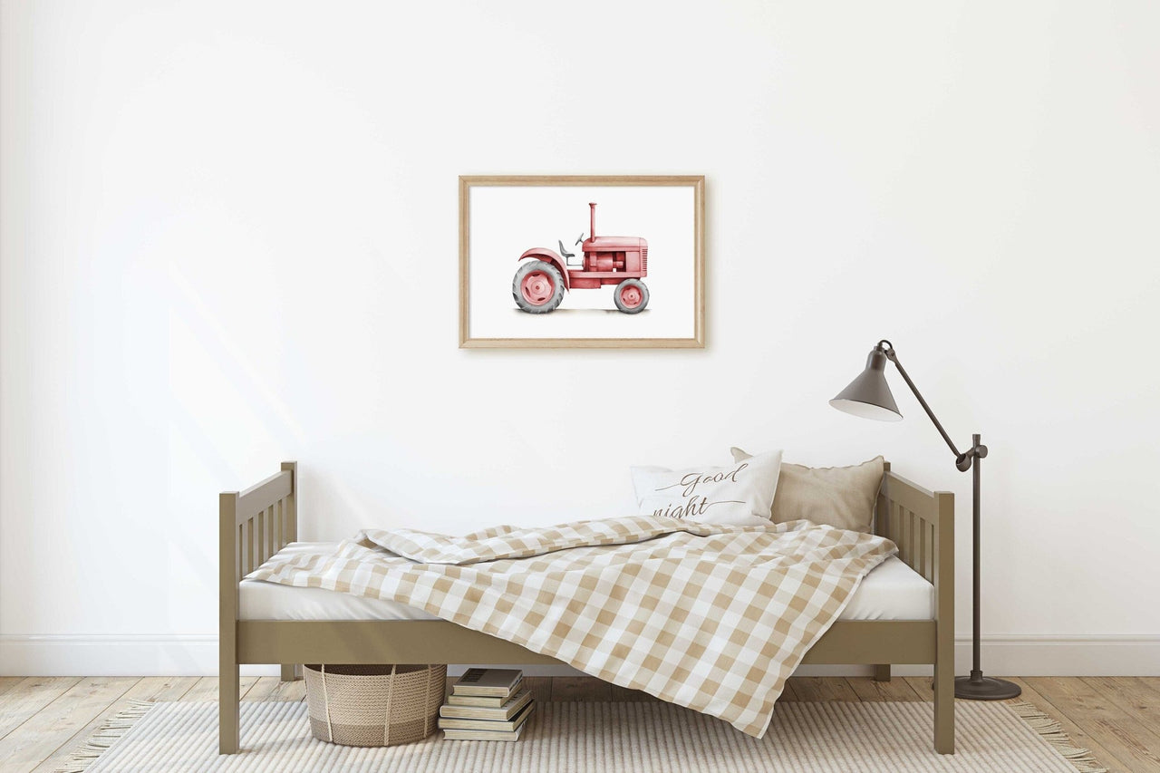 Red Tractor Wall Art – Farm Boys Room Print