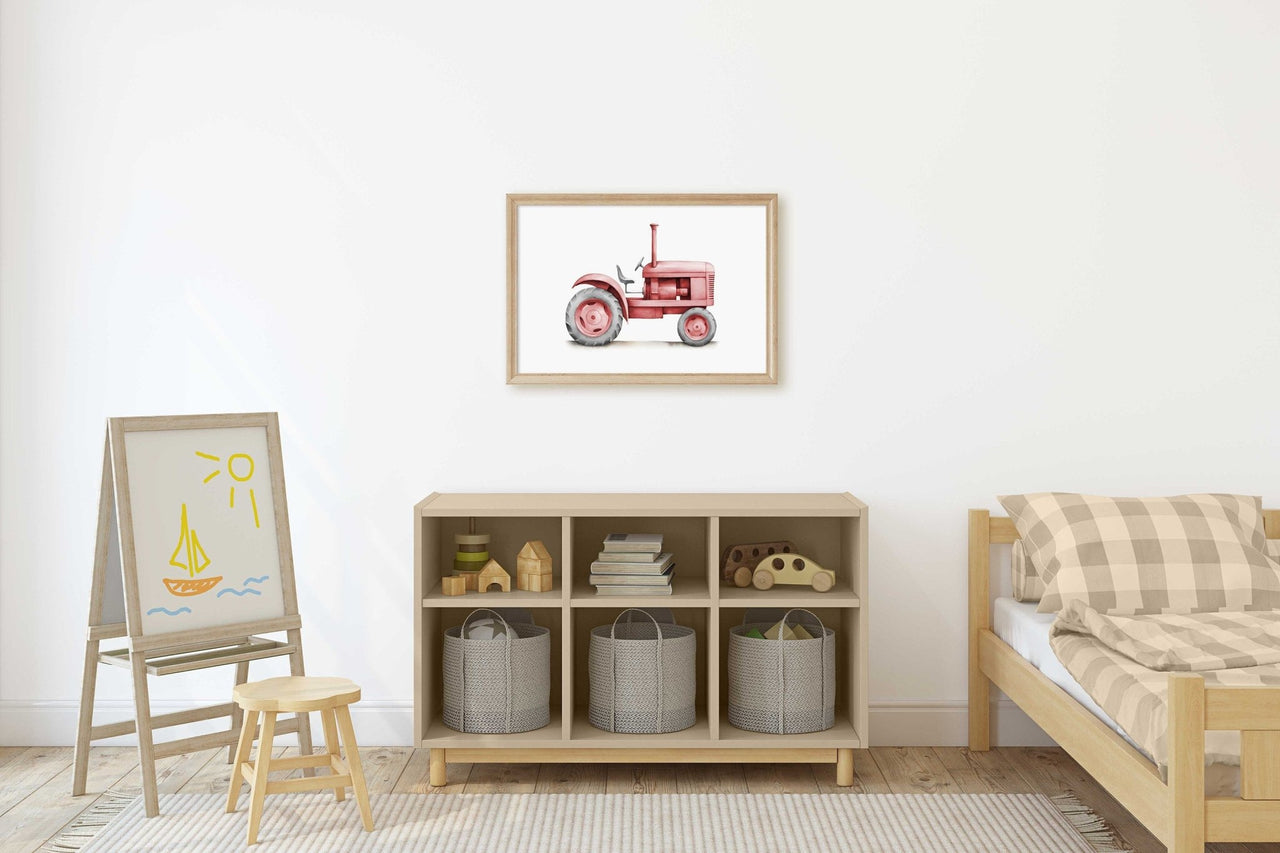 Red Tractor Wall Art – Farm Boys Room Print