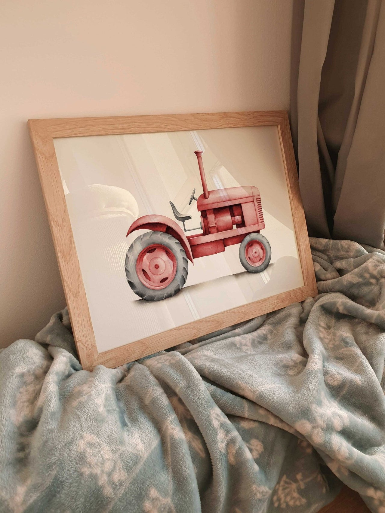 Red Tractor Wall Art – Farm Boys Room Print