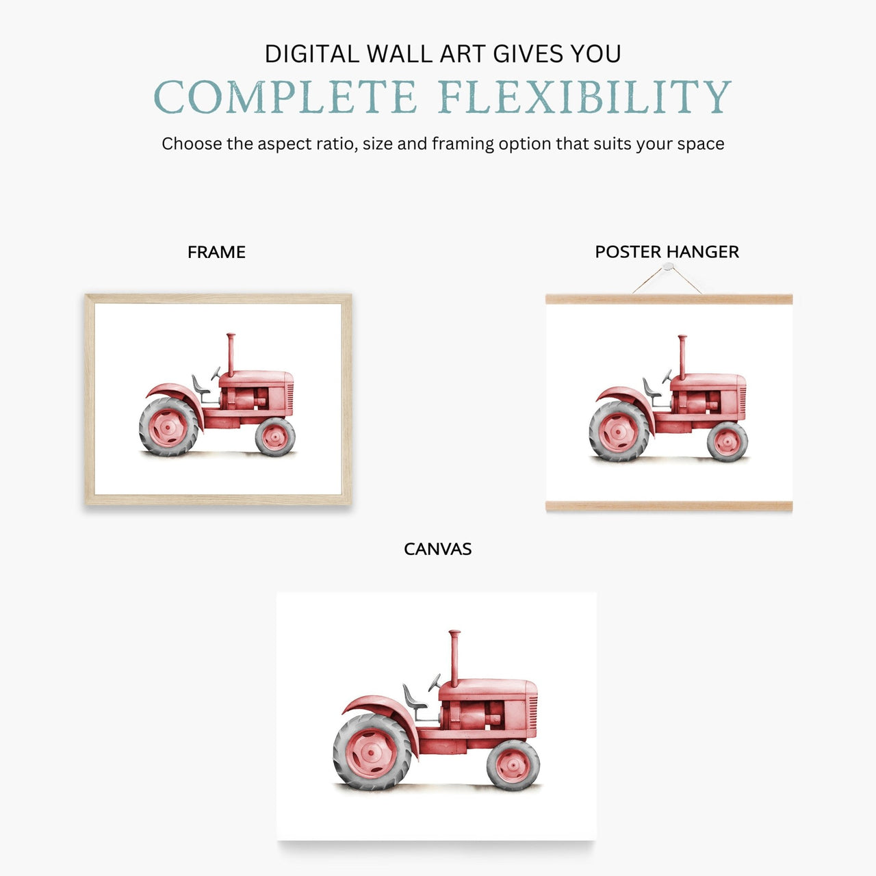 Red Tractor Wall Art – Farm Boys Room Print