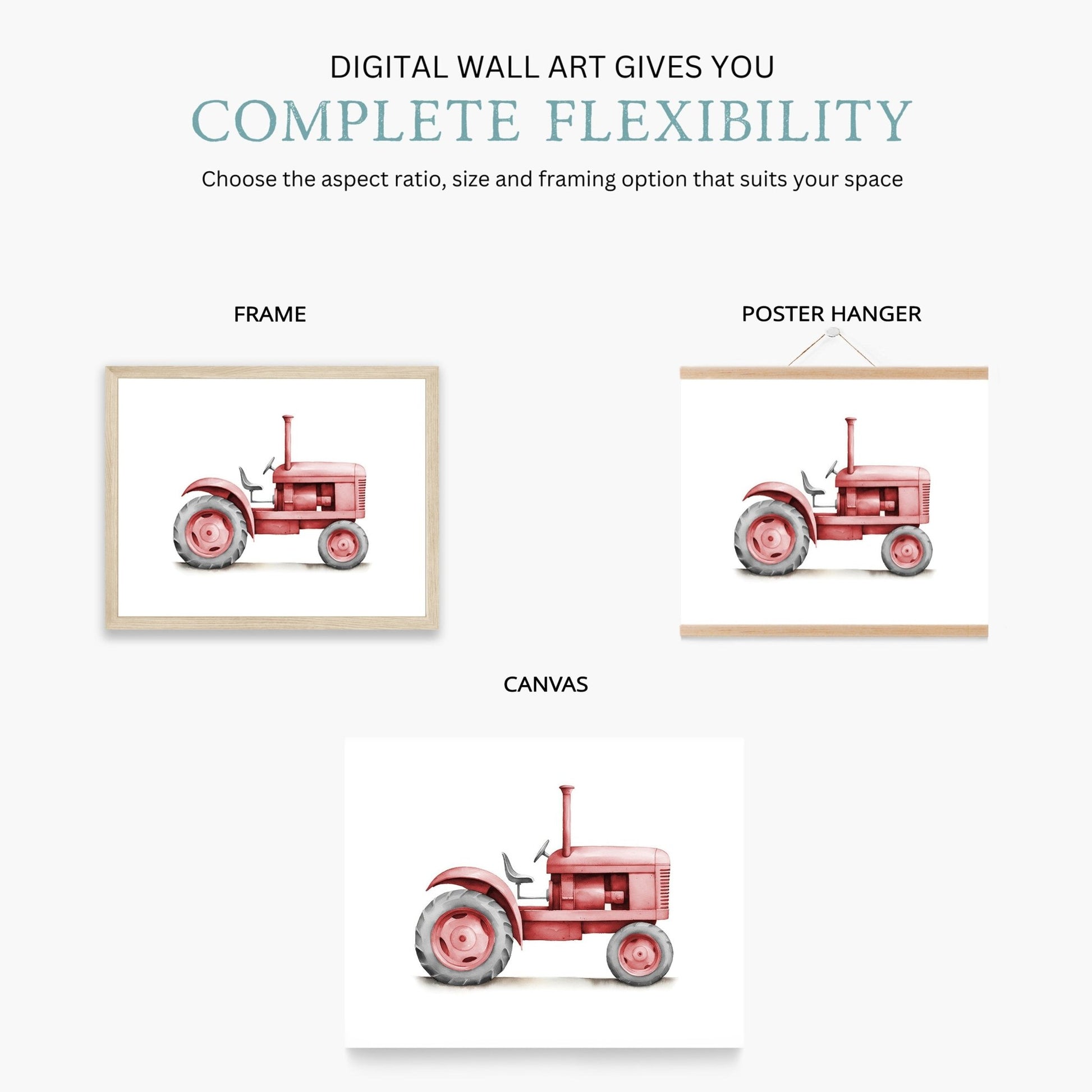 Retro Tractor Print, Farm Nursery Wall Art, Farmhouse Decor - WildfieldPrints