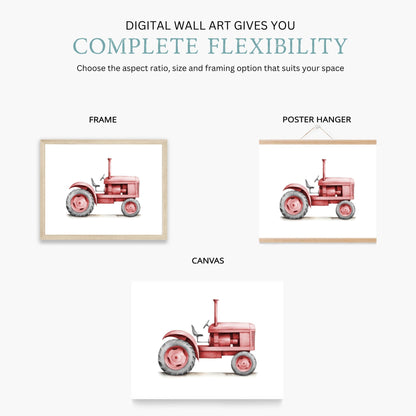 Retro Tractor Print, Farm Nursery Wall Art, Farmhouse Decor - WildfieldPrints