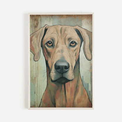 Rhodesian Ridgeback Wall Art, Vintage Dog Decor, Rustic Home Accent - WildfieldPrints