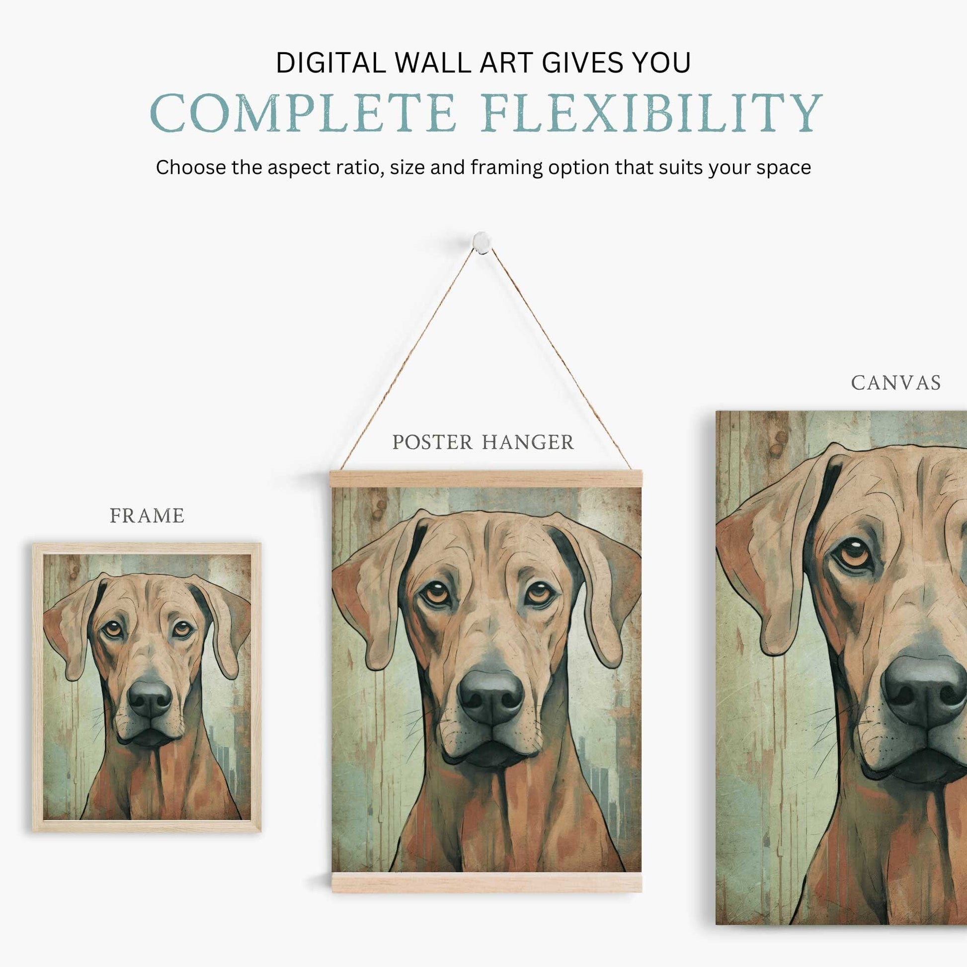Rhodesian Ridgeback Wall Art, Vintage Dog Decor, Rustic Home Accent - WildfieldPrints