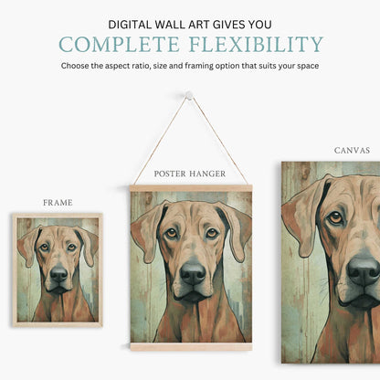 Rhodesian Ridgeback Wall Art, Vintage Dog Decor, Rustic Home Accent - WildfieldPrints