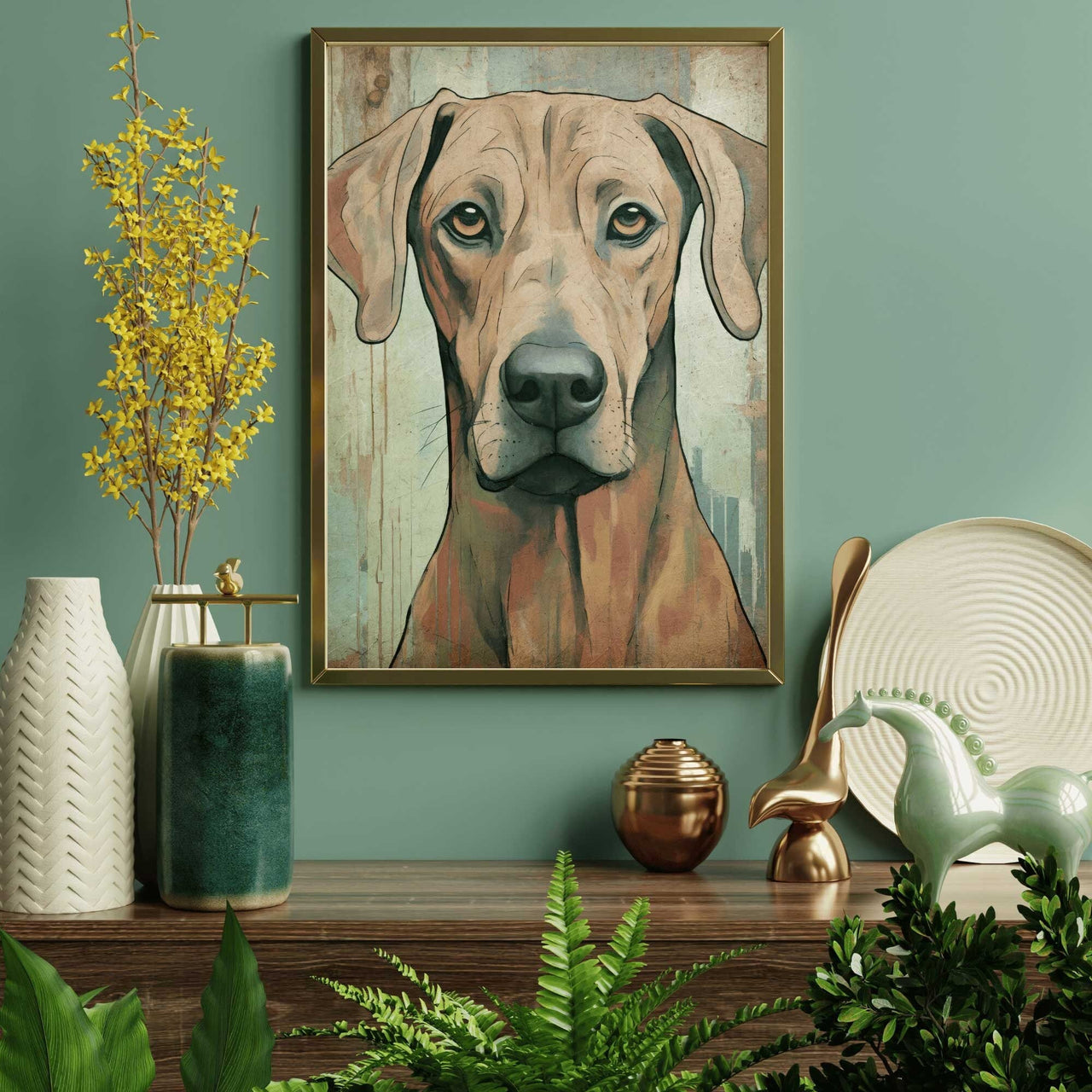 Rhodesian Ridgeback Wall Art – Dog Living Room Print