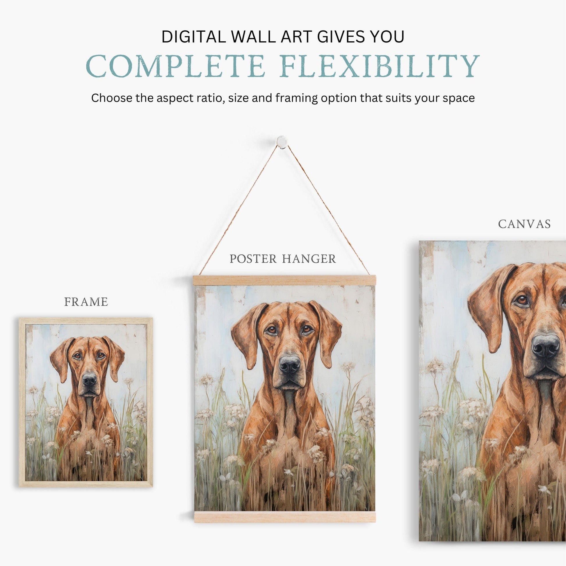 Rhodesian Ridgeback Wall Art, Vintage Dog Decor, Rustic Portrait Painting - WildfieldPrints