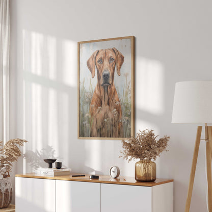 Rhodesian Ridgeback Wall Art, Vintage Dog Decor, Rustic Portrait Painting - WildfieldPrints