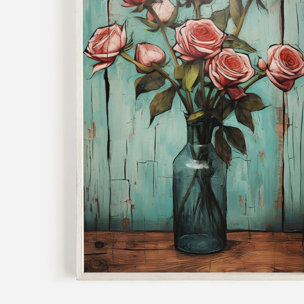 Pink Rose Wall Art – Floral Living Room Print