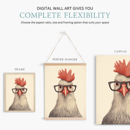 Rooster Wall Art, Funny Animal Prints, Farm Nursery Decor, Vintage Style - WildfieldPrints