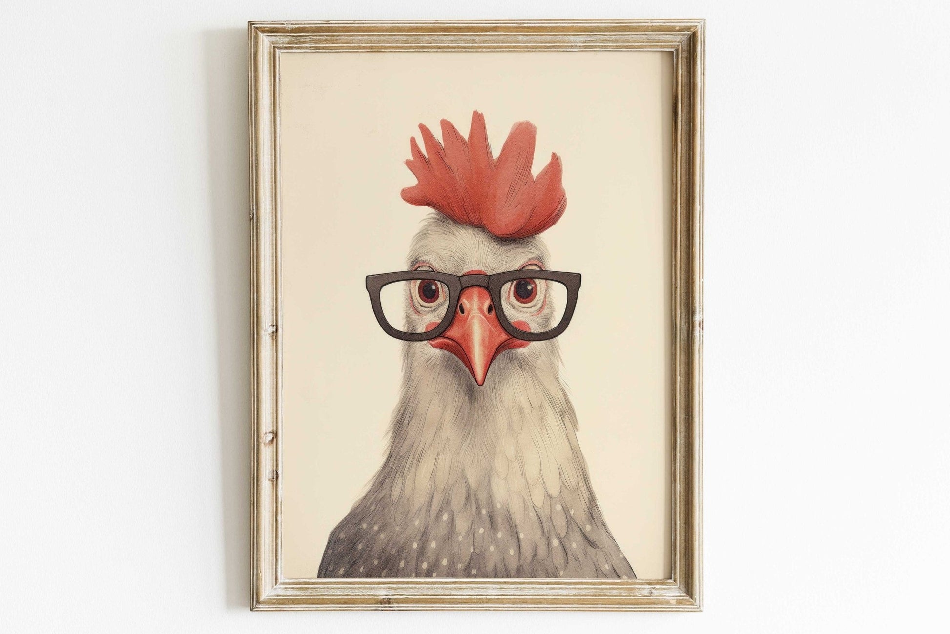 Rooster Wall Art, Funny Animal Prints, Farm Nursery Decor, Vintage Style - WildfieldPrints