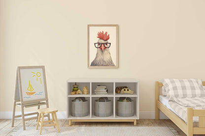 Rooster Wall Art, Funny Animal Prints, Farm Nursery Decor, Vintage Style - WildfieldPrints