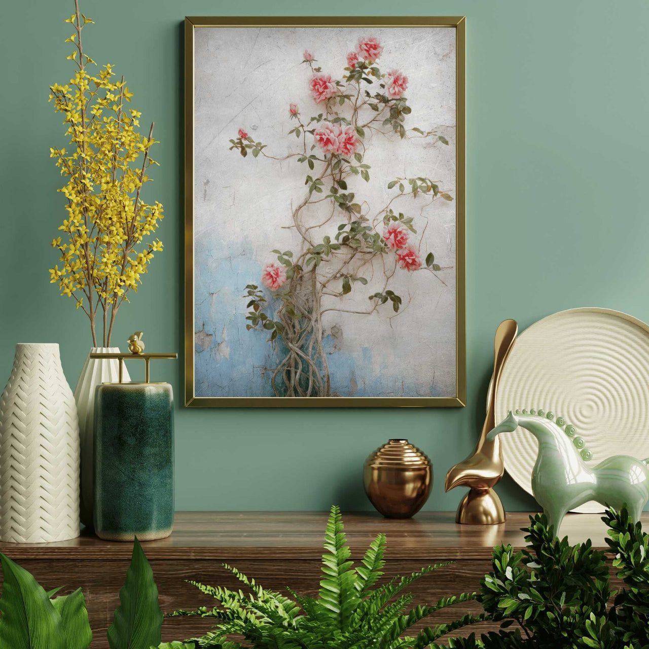 Rose Floral Wall Art – Botanical Girls Room Print