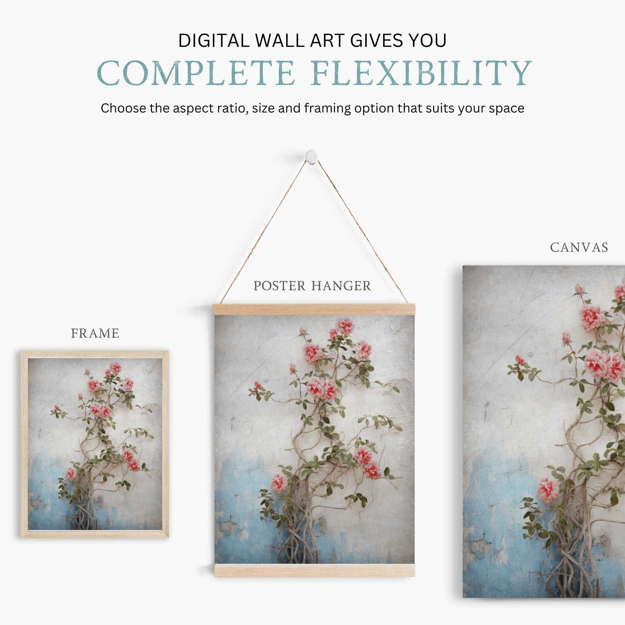 Rose Floral Wall Art – Botanical Girls Room Print