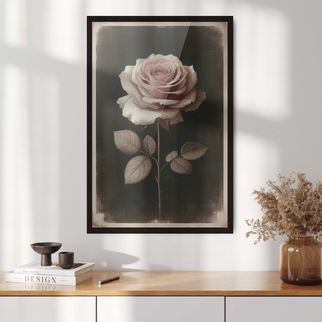 Pink Rose Wall Art – Floral Bedroom Print