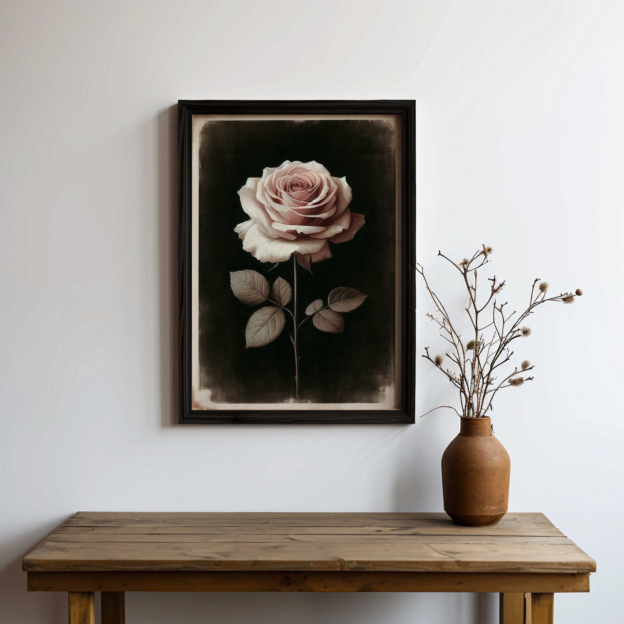 Pink Rose Wall Art – Floral Bedroom Print