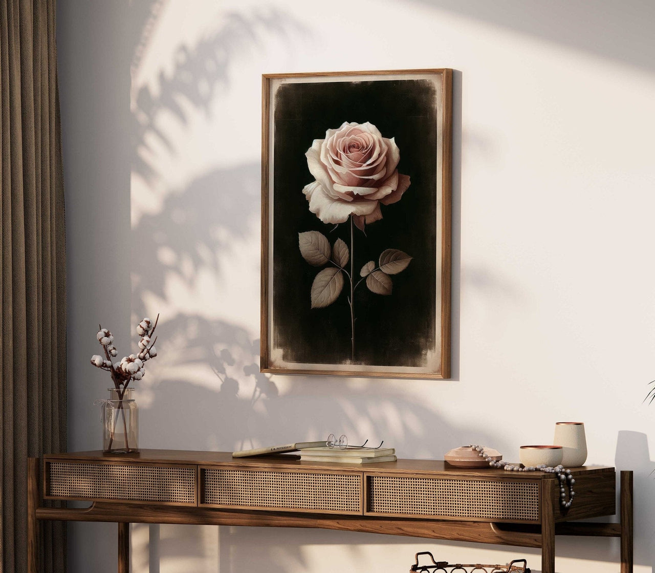 Pink Rose Wall Art – Floral Bedroom Print